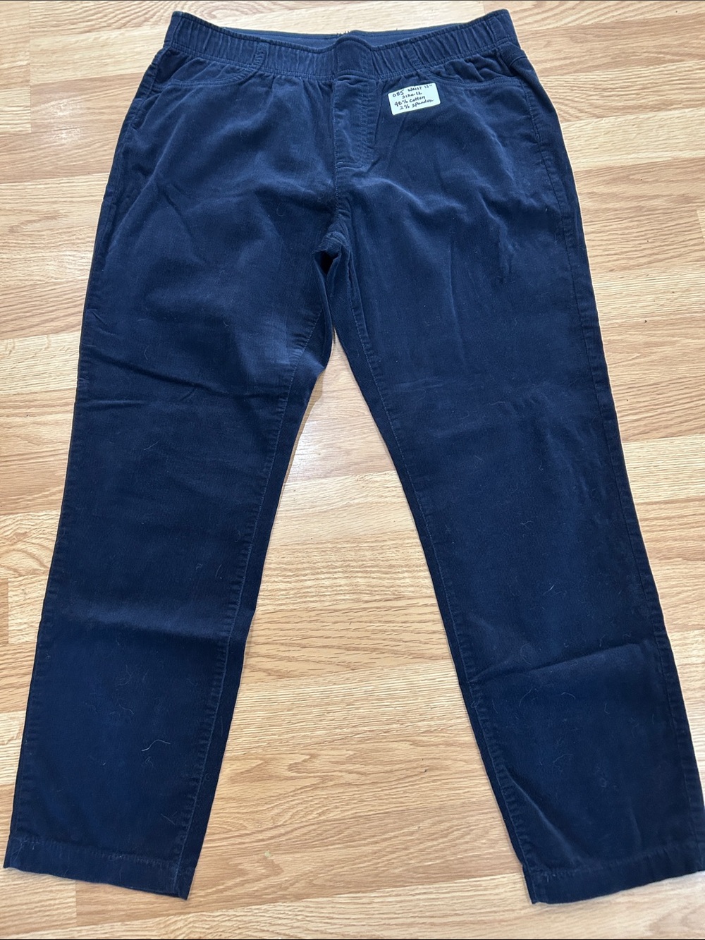 O85. Haggar Navy Corduroy Elastic Waist Pants